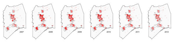 Six Years Of Foreclosure, By Year, Point Maps